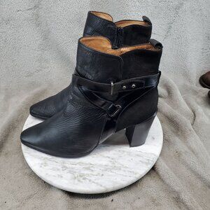 Hispanitas Shoes Womens Size 39.5 US 8.5 Black Leather Karl Cross Strap Boots